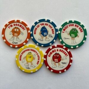 M&M World Las Vegas Collectible Poker Chips with Characters Set of 5